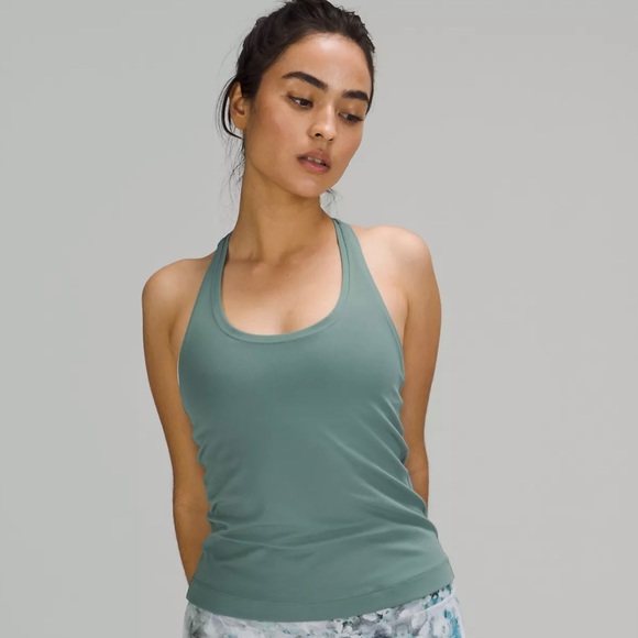 lululemon athletica Tops Lululemon Cool Rb Short Tank Nulu In Color Pastel Blue Poshmark
